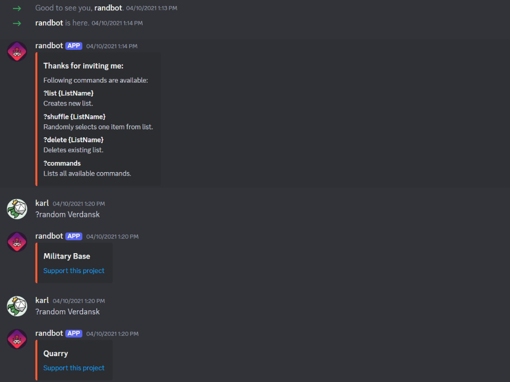 Discord RandBot image